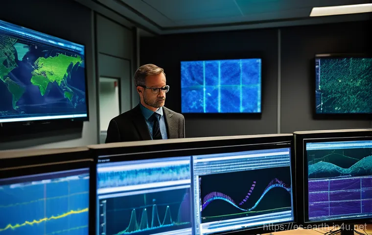 지구과학과 지층 분석 - **Prompt:** A serene and expansive view of a geological excavation site, bathed in the soft glow of ...