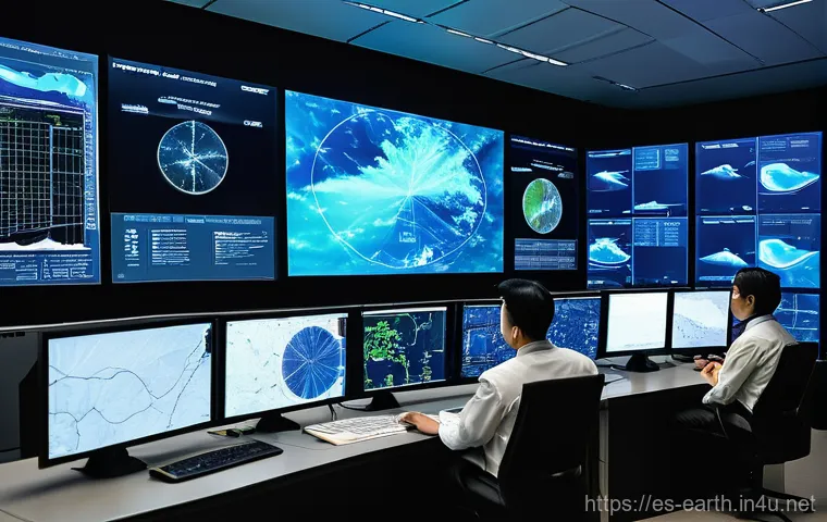 지구과학과 태풍 연구 - **Prompt 1: Cutting-Edge Typhoon Prediction Center**
    "A highly detailed, realistic image of a mo...