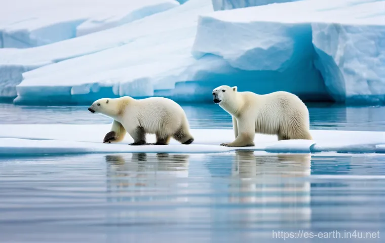 지구과학과 극지방 환경 - **Prompt:** A dynamic scene depicting scientific exploration in the Arctic. Several researchers, wea...