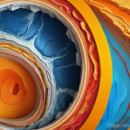Home 29 지구과학과 해양학 - **Earth's Dynamic Interior:**
"A stunning, highly detailed cutaway illustration of Earth's inter...