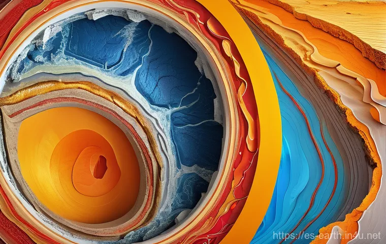 지구과학과 해양학 - **Earth's Dynamic Interior:**
    "A stunning, highly detailed cutaway illustration of Earth's inter...
