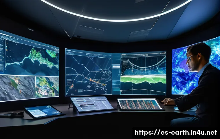 지구과학 연구 동향 - **Prompt 1: Advanced Seismic Monitoring and AI Analysis**
"A futuristic control center buzzing w...